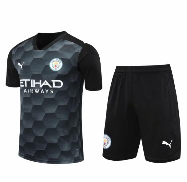 Manchester City Black Goalkeeper Soccer Jersey Kits (Shirt+Shorts) 2020/21